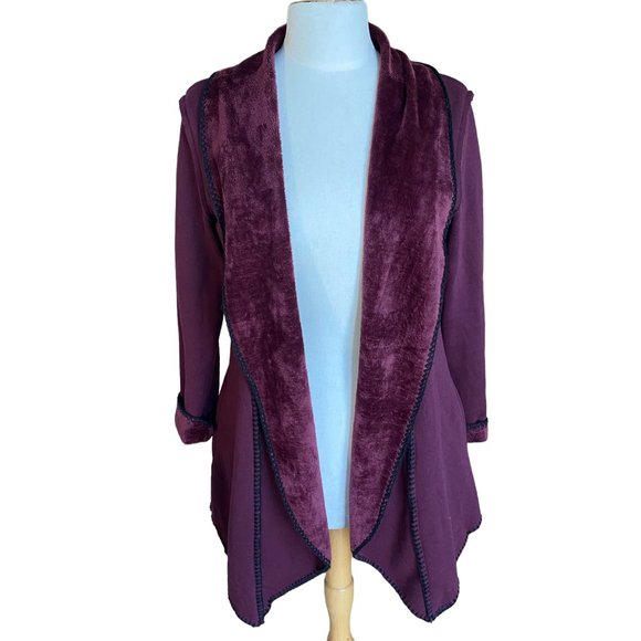 Soft Surroundings Jersey Knit Cardigan Jacket Fleece Lined Dark Fairy Grunge -S - Picture 3 of 14